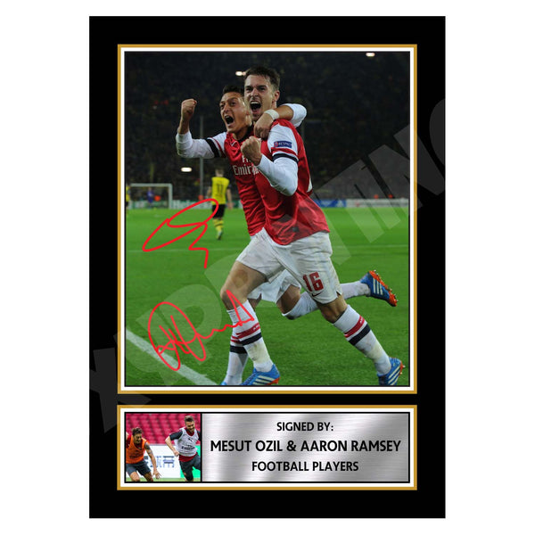 MESUT OZIL + AARON RAMSEY 2 Football Player Printed Signature Print
