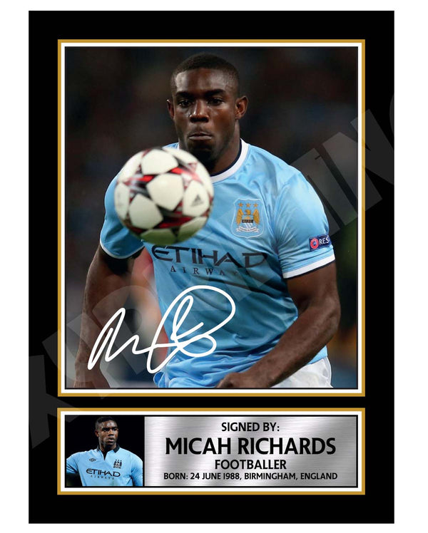 MICAH RICHARDS (1) Football Player Printed Signature Print – Reproduction Print