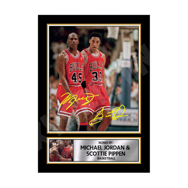 MICHAEL JORDAN _ SCOTTIE PIPPEN (1) Basketball Player Printed Signature Print – Reproduction Print