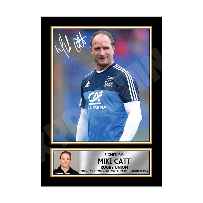MIKE CATT 2 Limited Edition Rugby Player Signed Print - Rugby