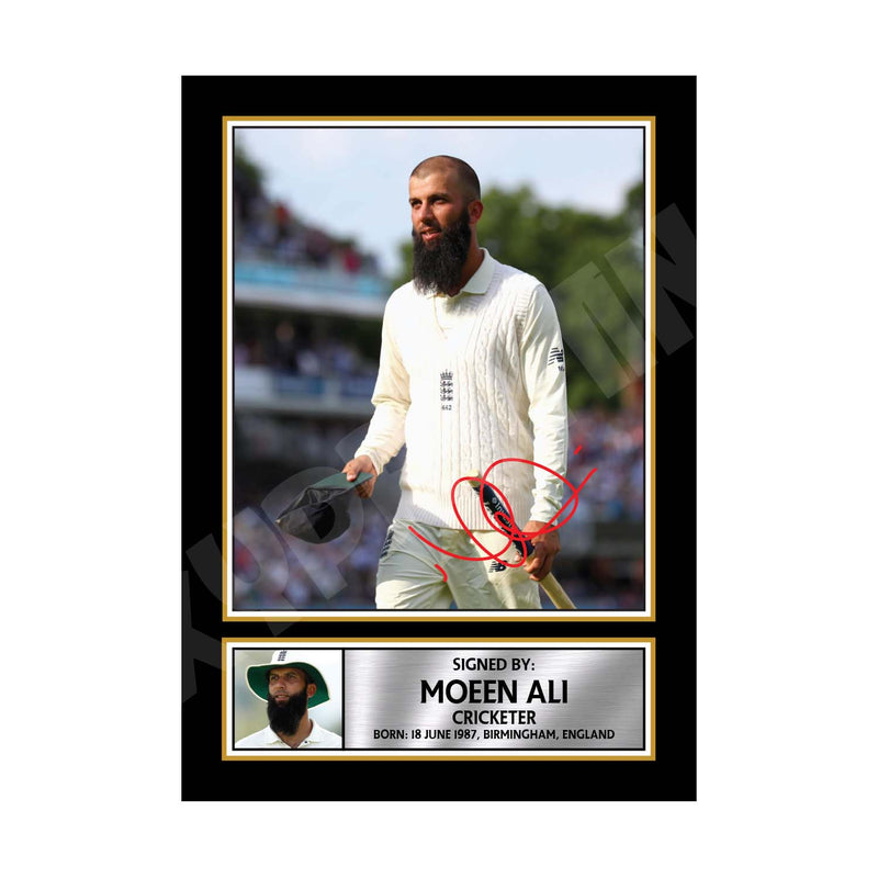 MOEEN ALI Limited Edition Cricketer Signed Print - Cricket Player