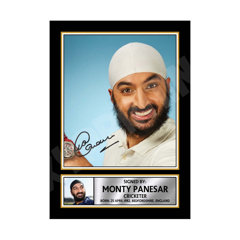 MONTY PANESAR Limited Edition Cricketer Signed Print - Cricket Player