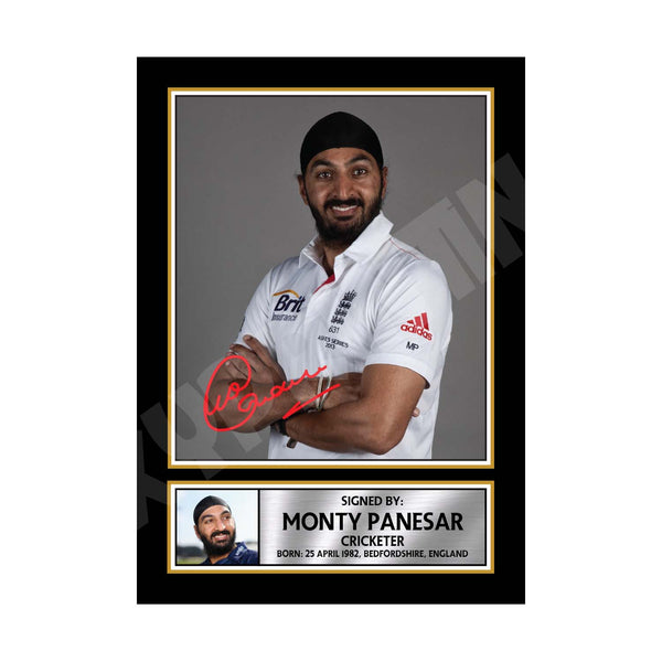 MONTY PANESAR 2 Cricketer Printed Signature Print – Cricket Player