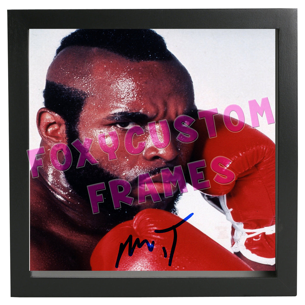 A-Team Mr T Signed Lego Display Case - Minifigure Display Background and Frames – A-Team Mr T Printed Signature Lego Display Case - Minifigure Display Background
