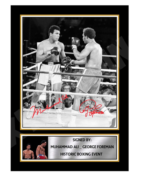 MUHAMMAD ALI _ GEORGE FOREMAN 2 Limited Edition Boxer Signed Print - Boxing