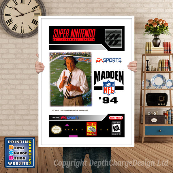 Madden 94 Super Nintendo Game Inspired Theme Retro Gaming Poster
