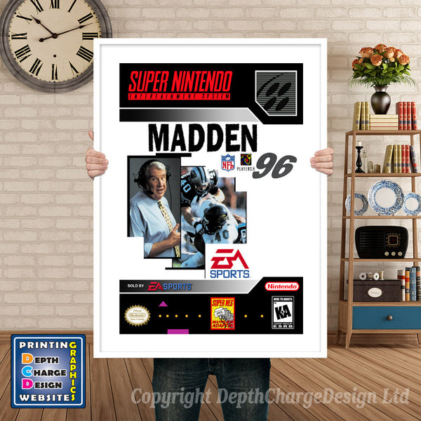 Madden 96 Super Nintendo Game Inspired Theme Retro Gaming Poster