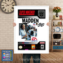 Madden 96 Super Nintendo GAME INSPIRED THEME Retro Gaming Poster A4 A3 A2 Or A1