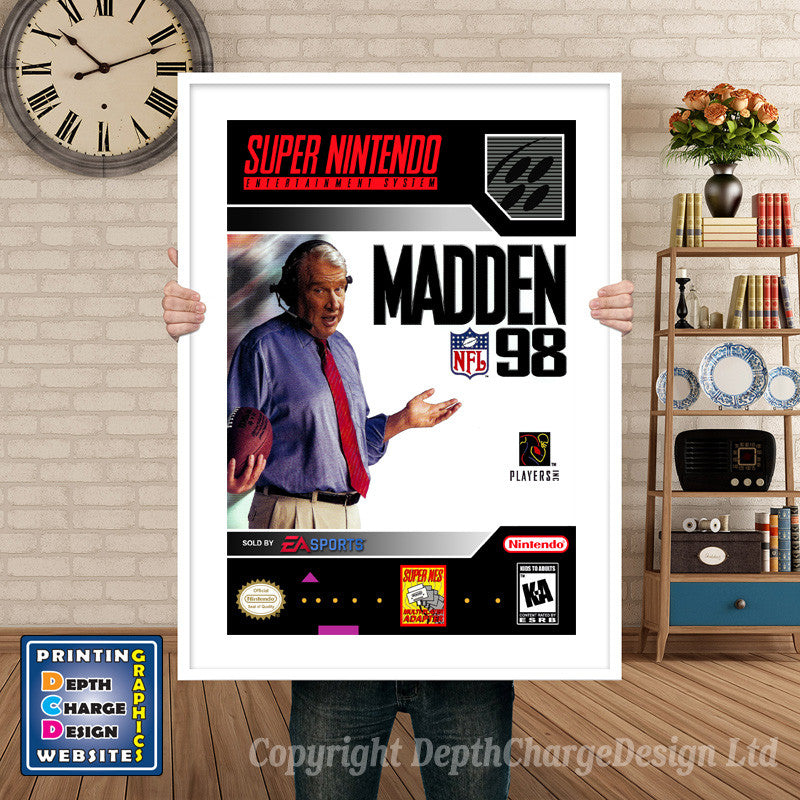 Madden 98 Super Nintendo GAME INSPIRED THEME Retro Gaming Poster A4 A3 A2 Or A1