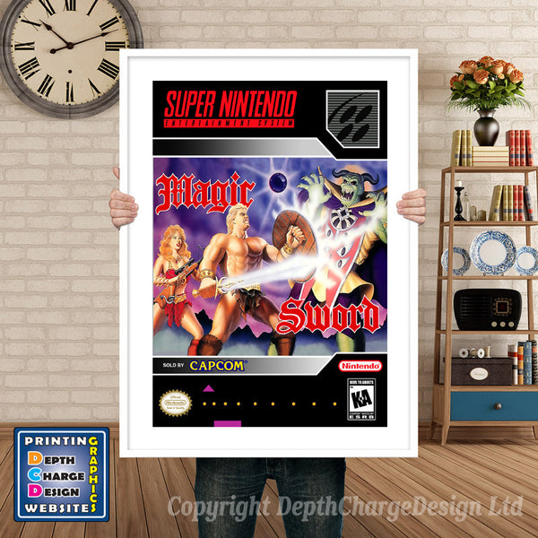 Magic Sword Super Nintendo Game Inspired Theme Retro Gaming Poster