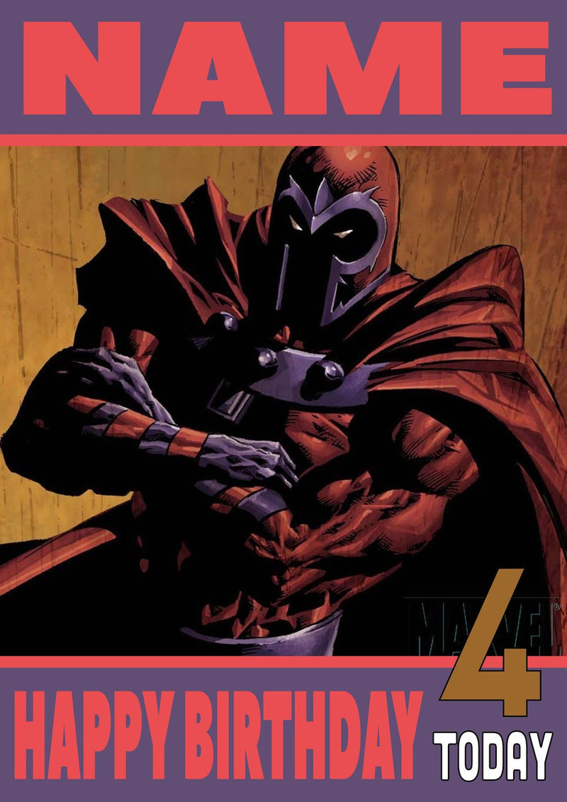 Magneto THEME INSPIRED Style PERSONALISED Kids Adult FUNNY Birthday Card