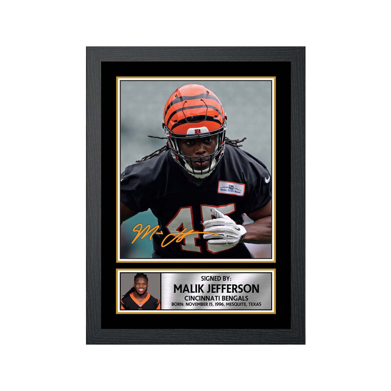 Malik Jefferson Limited Edition Football Signed Print - American Footballer