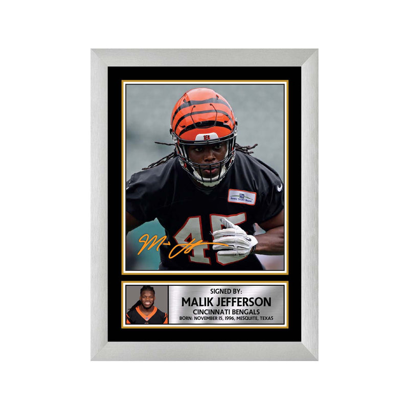Malik Jefferson Limited Edition Football Signed Print - American Footballer
