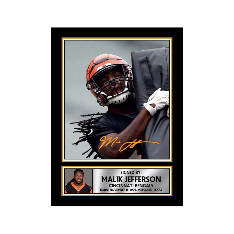 Malik Jefferson 2 Limited Edition Football Signed Print - American Footballer