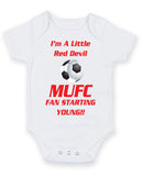 Man United Fan Starting Football Fan Baby Grow Bodysuit