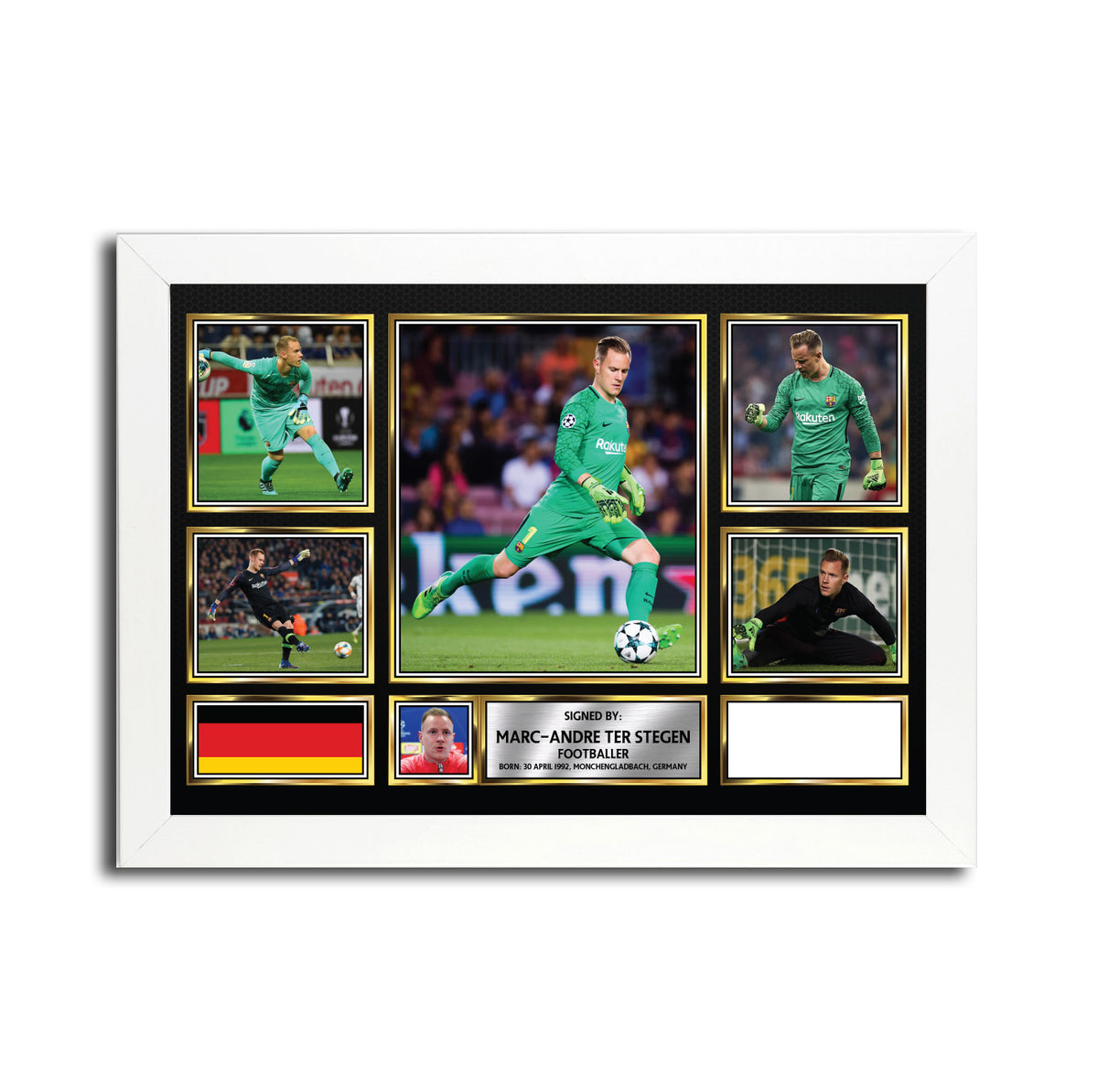Marc-André ter Stegen MC1638 – Black Frame Printed Signature Football Poster – Marc-André ter Stegen MC1638