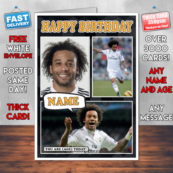 Marcelo Real Inspired Style Personalised Football Birthday Card