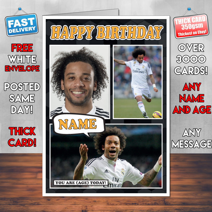 Marcelo Real Inspired Style Personalised Football Birthday Card