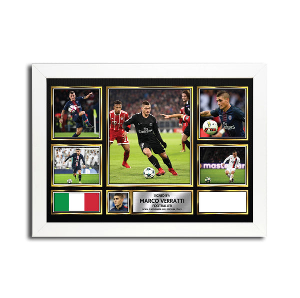Marco Verratti MC1693 – Black Frame Printed Signature Football Poster