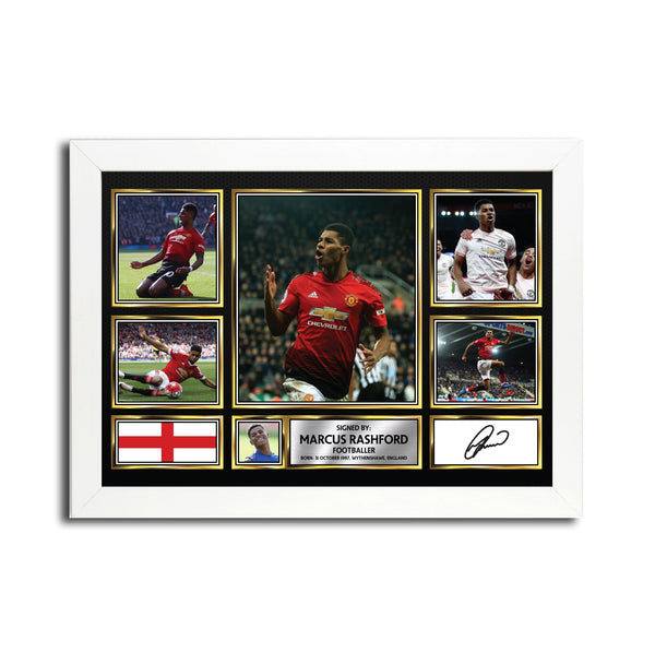 Marcus Rashford MC1643 – Black Frame Printed Signature Football Poster