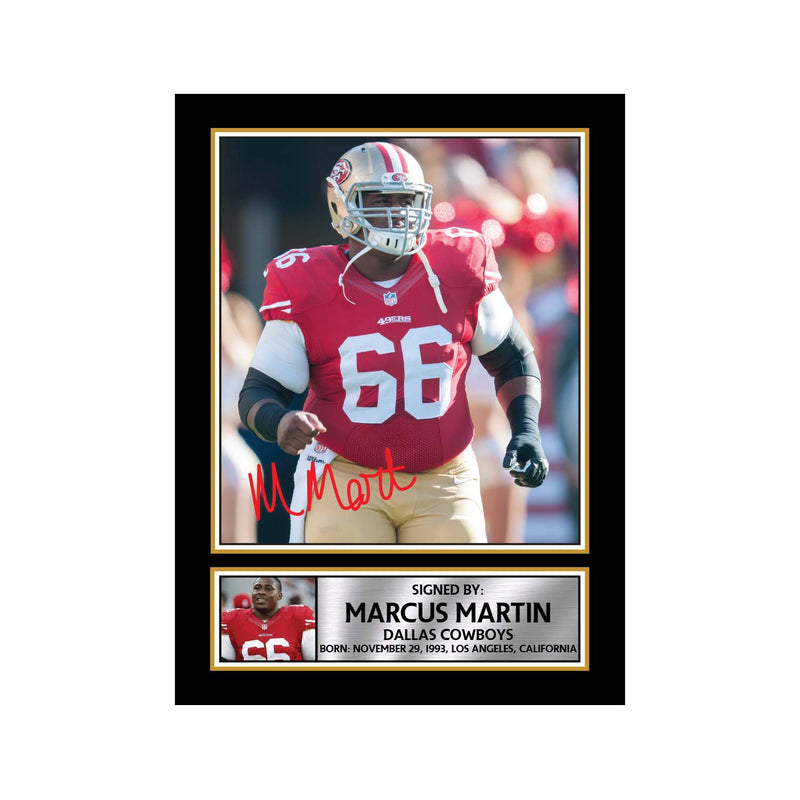 Marcus Martin Limited Edition Football Signed Print - American Footballer