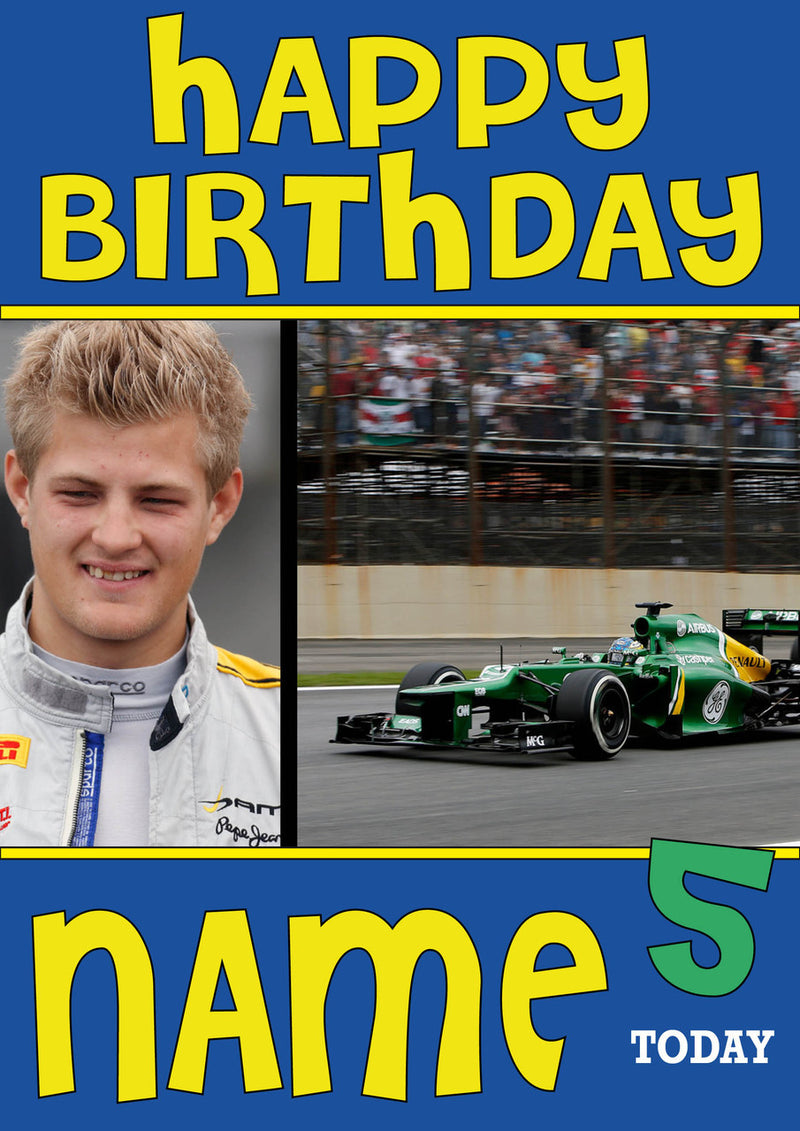 Personalised Marcus Ericsson F1 THEME INSPIRED PERSONALISED Kids Adult Birthday Card 3