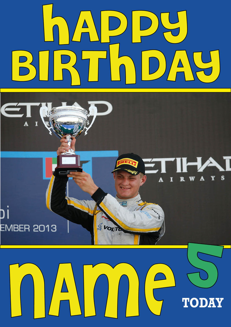 Personalised Marcus Ericsson F1 THEME INSPIRED PERSONALISED Kids Adult Birthday Card 5