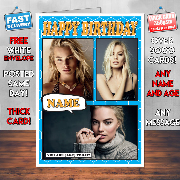 Margot Robbie Personalised Celebrity Birthday Card New 2017