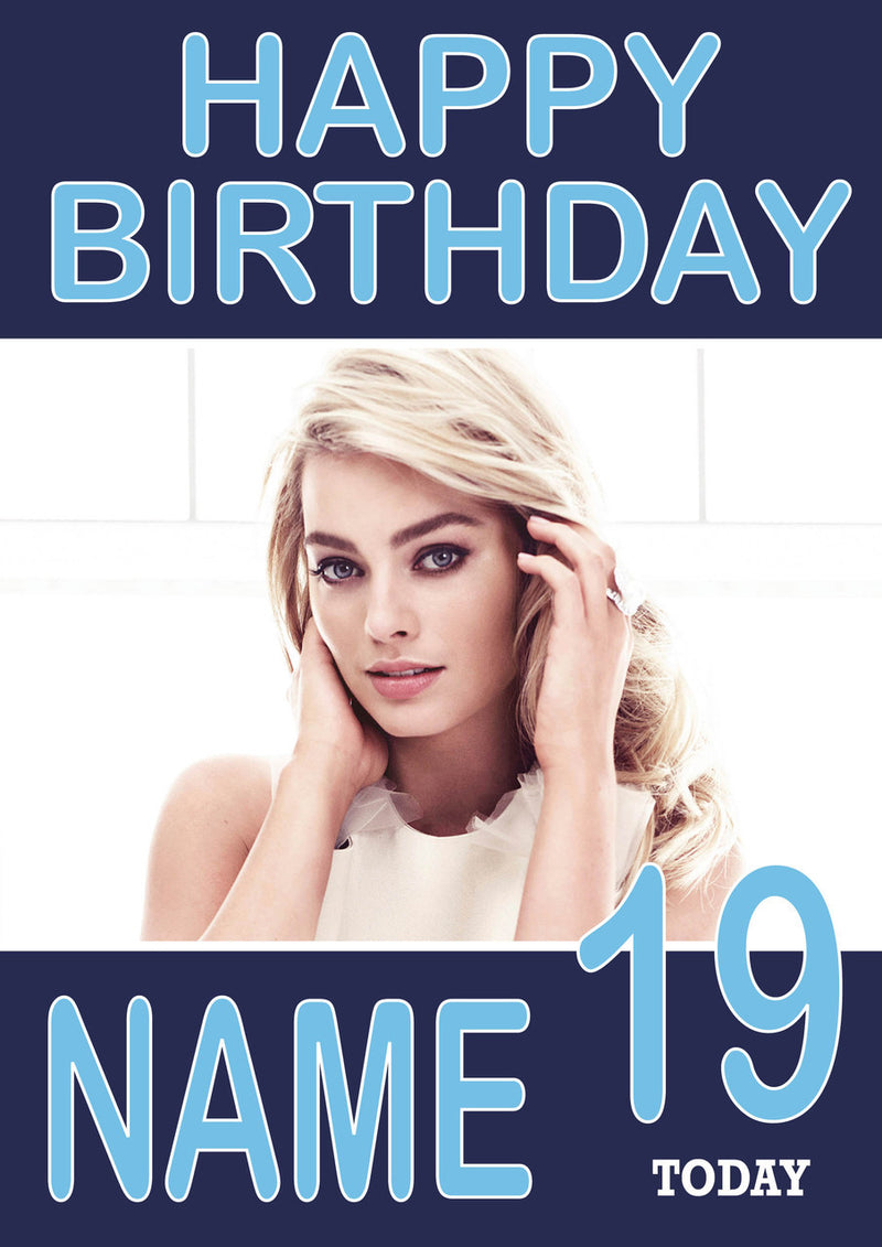 Personalised Margot Robbie INSPIRED Adult RUDE Birthday Card