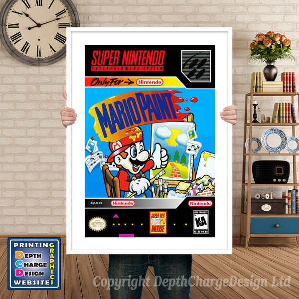 Mario Paint Super Nintendo Game Inspired Theme Retro Gaming Poster