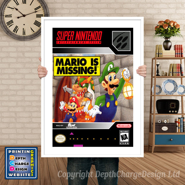 Mario Is Missing Super Nintendo Game Inspired Theme Retro Gaming Poster