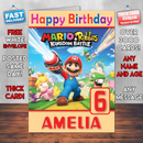 Personalised Mario Rabbids Kingdom Battle Inspired Style Game Kids Inspired Birthday Card (SA)