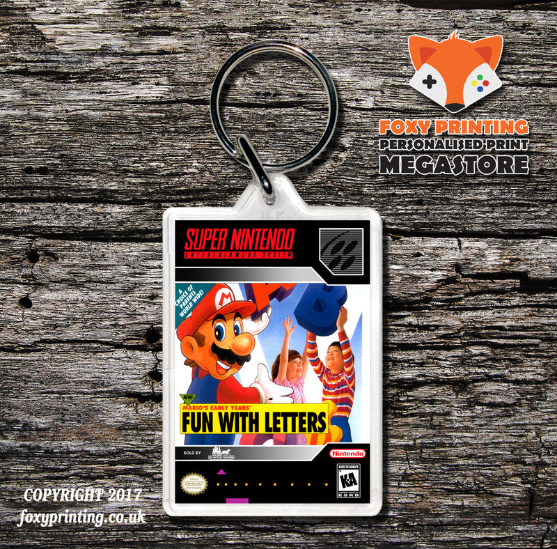 Mario's Early Years - Fun With Letters Game Inspired Retro Gaming Keyring