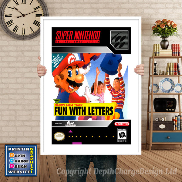 Mario's Early Years Fun With Letters Super Nintendo Game Inspired Theme Retro