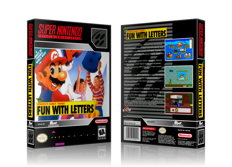 Mario's Early Years Fun With Letters Replacement Nintendo SNES Game Case Or Cover