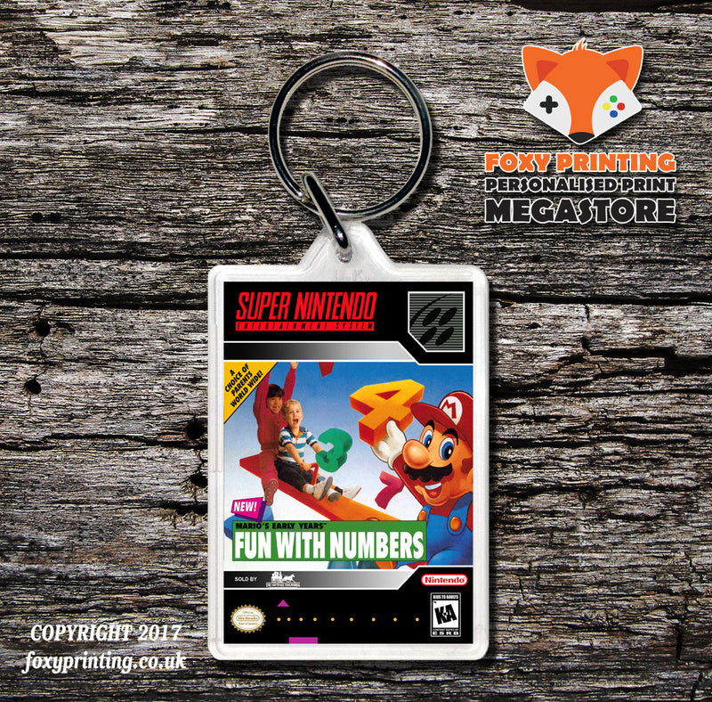 Mario's Early Years - Fun With Numbers Game Inspired Retro Gaming Keyring