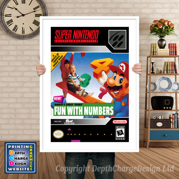 Mario's Early Years Fun With Numbers Super Nintendo Game Inspired Theme Retro