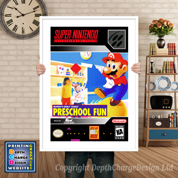 Mario's Early Years Preschool Fun Super Nintendo Game Inspired Theme Retro