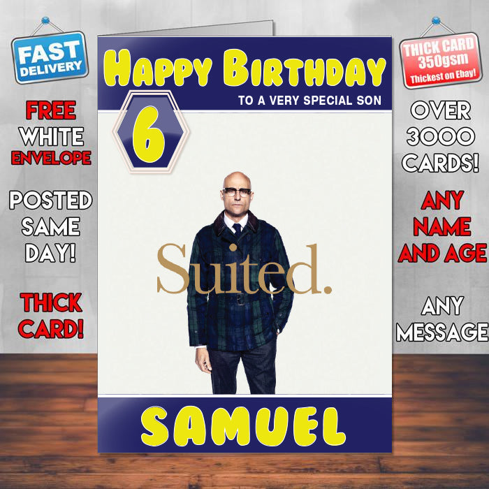 Mark Strong Kingsman The Golden Circle Theme Style Personalised Kids Inspired Movie Birthday Card (SA)