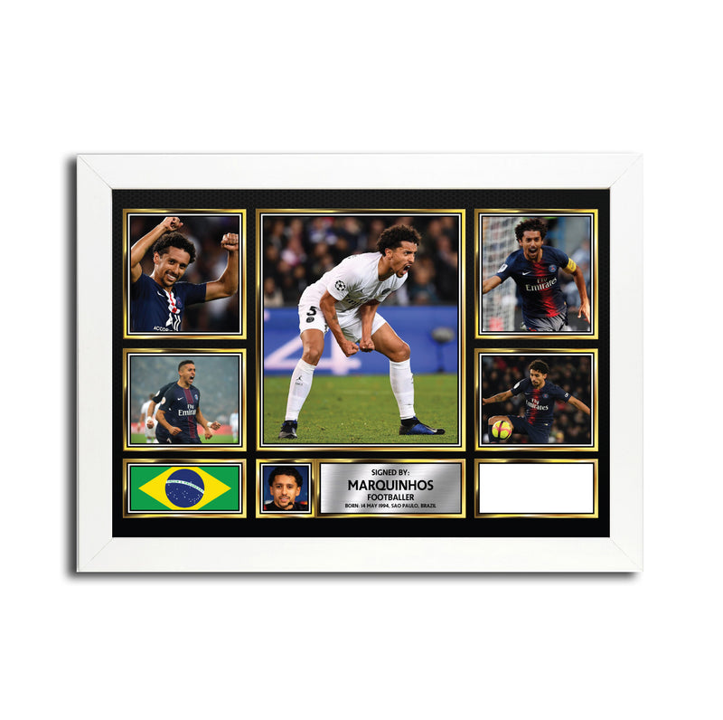 Marquinhos MC1689 - Black Frame Autographed Football Poster