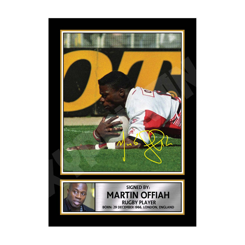 Martin Offiah 2 Limited Edition Rugby Player Signed Print - Rugby
