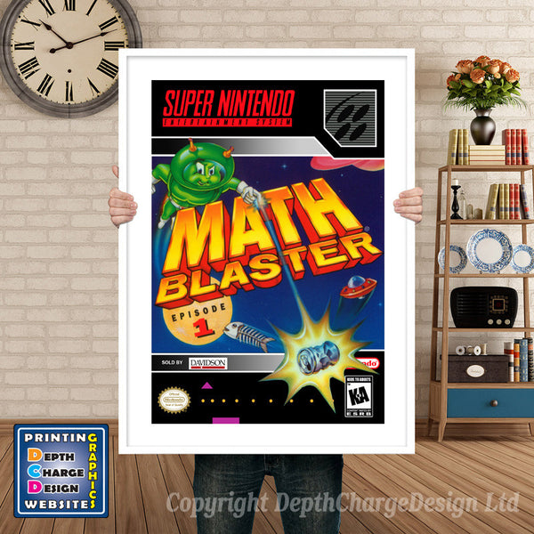 Math Blaster Episode 1 Super Nintendo Game Inspired Theme Retro Gaming Poster