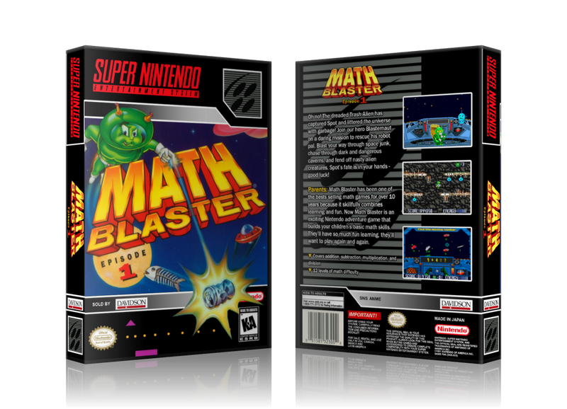 Math Blaster Episode 1 Replacement SNES REPLACEMENT Game Case Or Cover