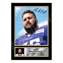 Matt Kalil 1 Limited Edition Football Signed Print - American Footballer