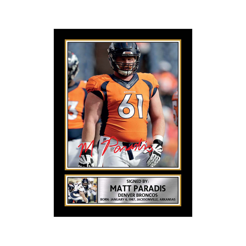 Matt Paradis Limited Edition Football Signed Print - American Footballer