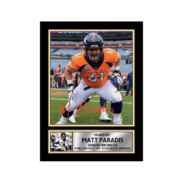 Matt Paradis 2 American Football Printed Signature Print