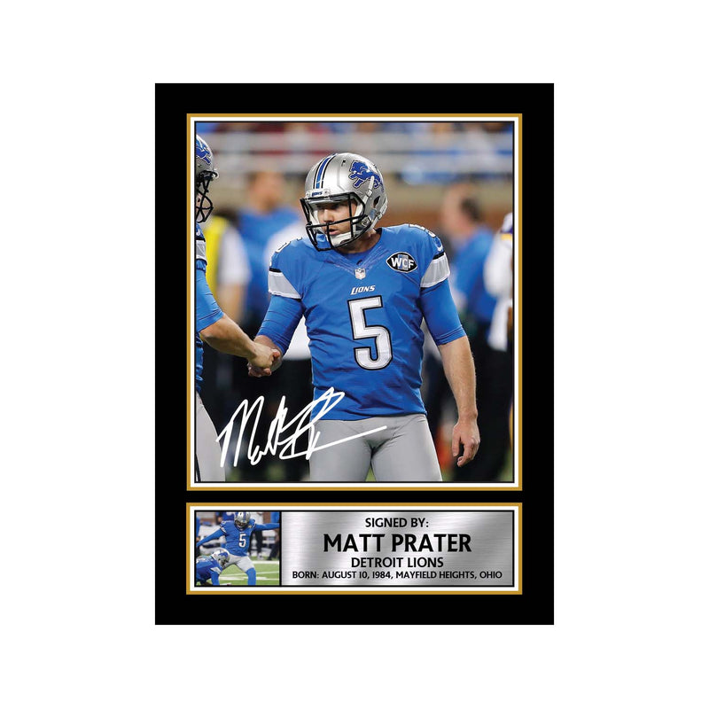 Matt Prater Limited Edition Football Signed Print - American Footballer