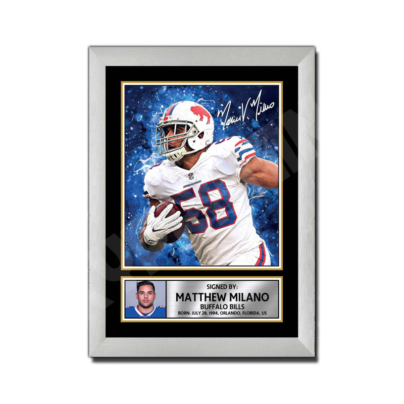 Matthew Milano 1 Limited Edition Football Signed Print - American Footballer