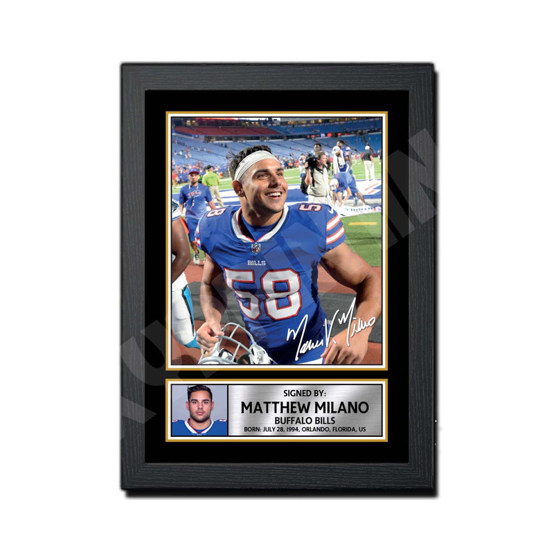 Matthew Milano 2 Limited Edition Football Signed Print - American Footballer