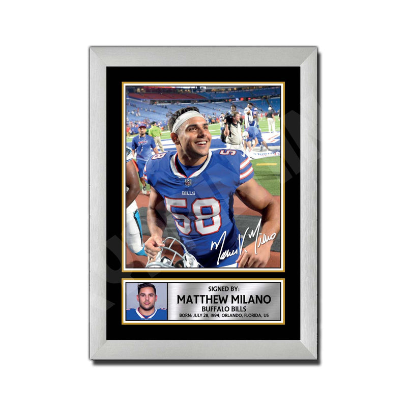 Matthew Milano 2 Limited Edition Football Signed Print - American Footballer